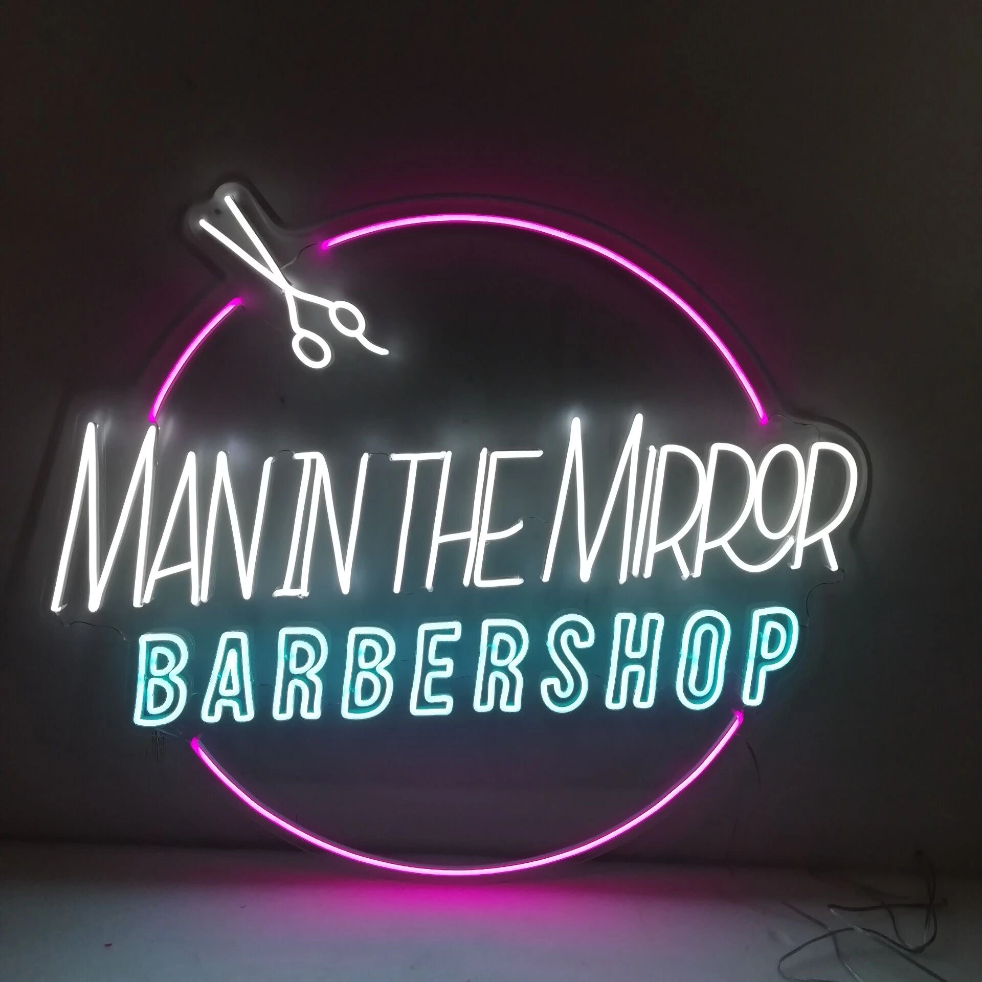 Man in the Mirror Barbershop custom neon sign - Beyond Neon Signs Australia