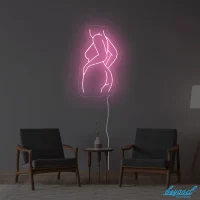 Premium Female Nude Body LED neon sign glowing warm pink and subtle orange tones in Australia
