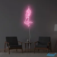 Premium Female Pole Dancer LED neon sign glowing vibrant pink and purple colours in Australia