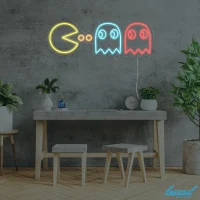Pacman & Ghosts Retro LED neon sign glowing vibrant colours perfect for gaming room Australia