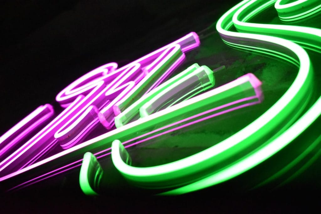 Premium Bespoke LED Neon Sign Finish | Beyond Neon Signs Sydney Close up of premium bespoke LED neon sign with precision engineered LED flex strips in pink green and white showcasing luxury finish by Beyond Neon Signs Sydney Australia