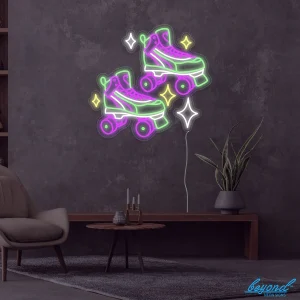 Premium Retro Roller Skates LED neon sign glowing vibrant and colourful perfect for Australian retro decor