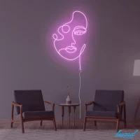 Abstract Women Face LED neon sign glowing vibrant colours in Australia