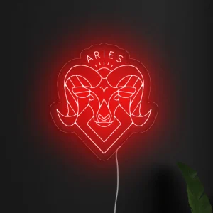 Aries Zodiac LED Neon Sign | Beyond Neon Signs Australia Aries Zodiac LED neon sign glowing vibrant orange with bold design in Australia