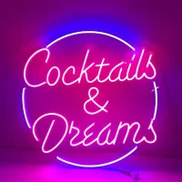 Colourful Cocktails & Dreams LED neon sign for bar or party decor in Australia
