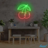 Cherry LED neon sign glowing vibrant red with a playful and energetic vibe