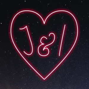 Personalised Love Heart with Initials LED Neon Sign | Beyond Neon Signs Australia Personalised Love Heart with Initials LED neon sign glowing vibrant red and pink in Australia