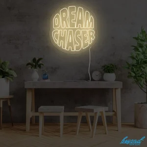 Dream Chaser Premium LED neon sign glowing vibrant and colourful in Australia