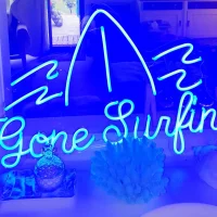 Gone Surfing LED neon sign glowing vibrant multicolour perfect for Australian surf enthusiasts