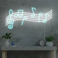 Music Notes LED neon sign glowing vibrant and colourful, perfect for music lovers in Australia