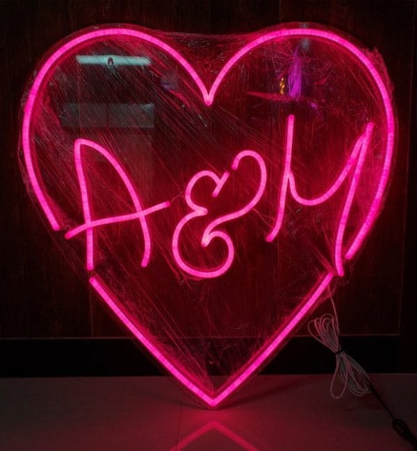 Personalised Love Heart with Initials LED Neon Sign | Beyond Neon Signs