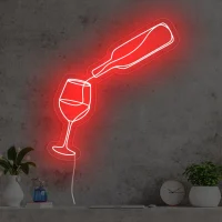 Premium Red Wine Glass LED neon sign glowing vibrant red for a stylish Australian bar or home setup