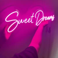 Sweet Dreams LED neon sign glowing soft pink with a calming vibe in Australia