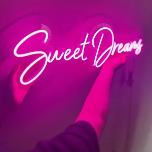 Sweet Dreams LED neon sign glowing soft pink with a calming vibe in Australia