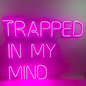 Trapped In My Mind LED neon sign glowing vibrant blue with a moody vibe in Australia