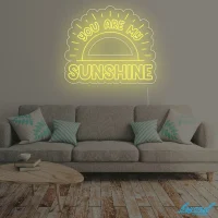 You Are My Sunshine LED neon sign glowing vibrant yellow, cheerful and warm in Australia