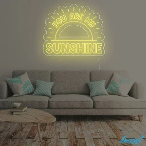 You Are My Sunshine LED neon sign glowing vibrant yellow, cheerful and warm in Australia