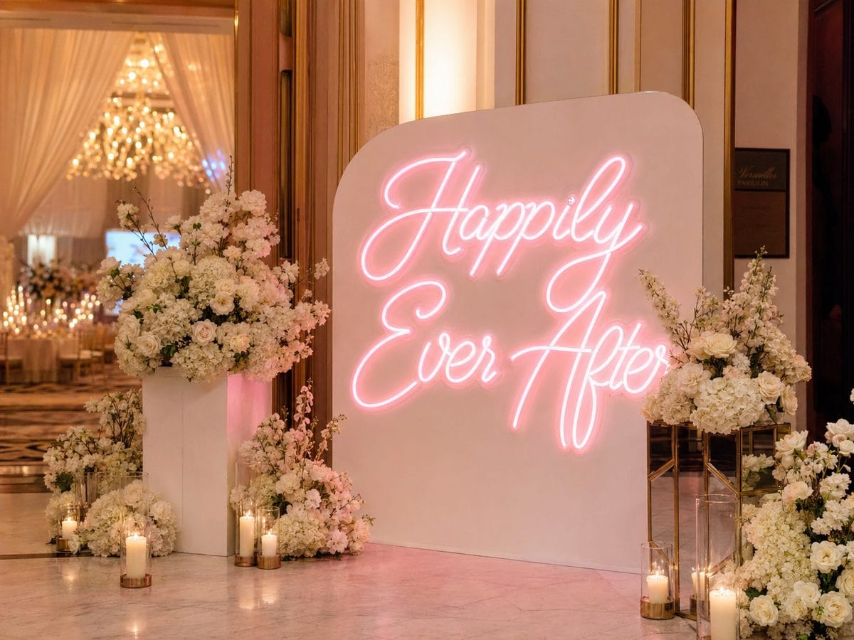 Happily ever after neon sign wedding reception Sydney 2026