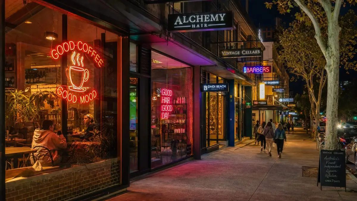 Best neon signs for business on an Australian street at night