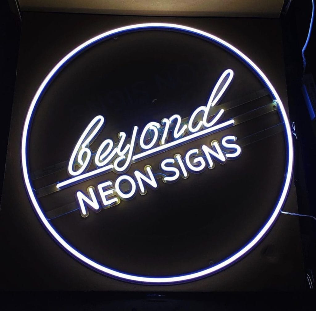 Beyond Neon Signs logo LED neon sign Sydney - custom circular neon sign