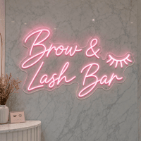 Brow And Lash Bar Neon Sign Brow And Lash Bar LED neon sign on clear acrylic backing