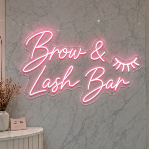Brow And Lash Bar Neon Sign Brow And Lash Bar LED neon sign on clear acrylic backing