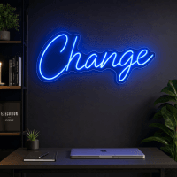 Change LED neon sign on clear acrylic backing
