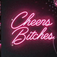 Cheers Bitches Neon Sign - LED neon sign on contour cut clear acrylic