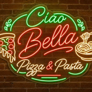 Ciao Bella Pizza and Pasta Neon Sign - LED Neon Sign