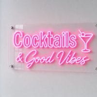 Cocktails and Good Vibes neon sign custom LED neon light for bar cocktail lounge Sydney Australia