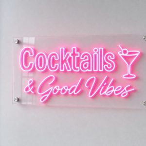 Cocktails and Good Vibes neon sign custom LED neon light for bar cocktail lounge Sydney Australia