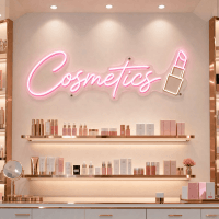 Cosmetics Neon Sign Cosmetics LED neon sign on clear acrylic backing