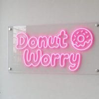 Donut Worry neon sign custom LED neon light for donut shop bakery Sydney Australia
