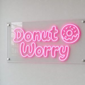 Donut Worry neon sign custom LED neon light for donut shop bakery Sydney Australia