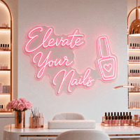 Elevate Your Nails Neon Sign Elevate Your Nails LED neon sign on clear acrylic backing