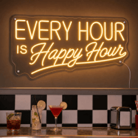 Every Hour Is Happy Hour Neon Sign - LED neon sign on contour cut clear acrylic