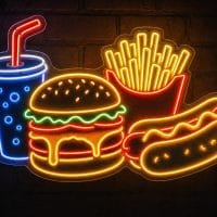Fast Food Combo neon sign custom LED neon light for burger shop diner takeaway Sydney Australia