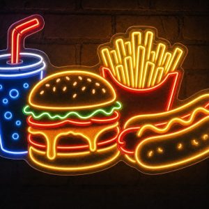 Fast Food Combo neon sign custom LED neon light for burger shop diner takeaway Sydney Australia