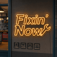 Fixin Now Neon Sign Fixin Now LED neon sign on clear acrylic backing