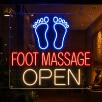 Foot Massage Open Neon Sign