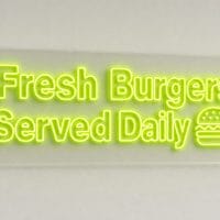 Fresh Burgers Served Daily neon sign custom LED neon light for burger restaurant takeaway Sydney Australia