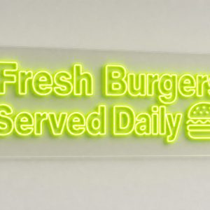 Fresh Burgers Served Daily neon sign custom LED neon light for burger restaurant takeaway Sydney Australia