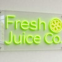 Fresh Juice Co neon sign custom LED neon light for juice bar health cafe Sydney Australia