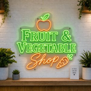 fruit-vegetable-shop-led-neon-sign Fruit and Vegetable Shop LED neon sign with fruit and vegetable icons on clear acrylic backing