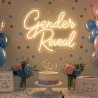 Custom Gender Reveal LED neon sign for gender reveal parties and baby showers. Contour-cut acrylic b