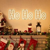 Custom Ho Ho Ho Christmas LED neon sign for festive home decor and parties. Contour-cut acrylic back