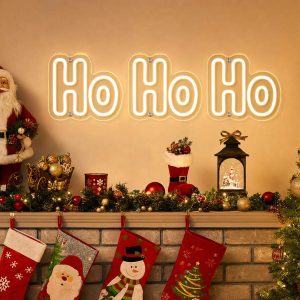 Custom Ho Ho Ho Christmas LED neon sign for festive home decor and parties. Contour-cut acrylic back