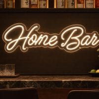 Custom Home Bar LED neon sign for home bars and entertaining areas. Contour-cut acrylic backing, sil