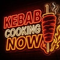 Kebab Cooking Now neon sign custom LED neon light for kebab shop takeaway Sydney Australia