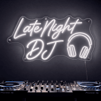 Late Night DJ glowing LED neon sign for music venues